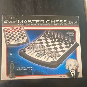E=mc2 Einstein Electronic Chess Board and Checkers Set With Pieces NEW